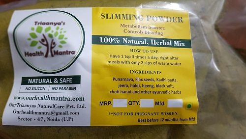 Slimming powder, Triaanyas health Mantra, Purnima bahuguna, Top Organic product company in India, Handmade products